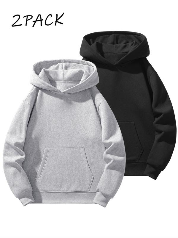 Men's Solid Color Essential Hooded Sweatshirt, Autumn & Winter Regular Fit Casual Long Sleeved Hoodie, Men's Daily Wear Clothing