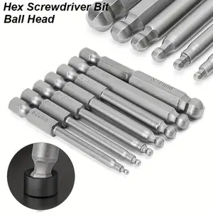 1 Set Ball End Hex Screwdriver Bit Set, Magnetic Hexagon Head Allen Wrench Metric Screw Driver Drill Tip Adapter, Precision Bat Tool, Ball End Hex Allen Wrench Drill Bit Key Set, Screwdriver Drill Bits