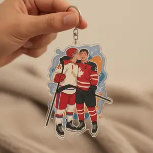 Heated Rivalry Acrylic Keychain, Hockey Romance Bag Charm, Cute LGBT Hockey Couple Keyring Gift, Gift For Fans