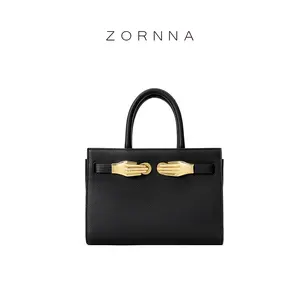 ZORNNA Women's Structured Satchel Bag - Elegant Solid Plain Design, Gold Hardware, Lightweight, Multiple Straps, Everyday Bag, Perfect for Casual Wear, Practical Luxury Use, Bags For Women