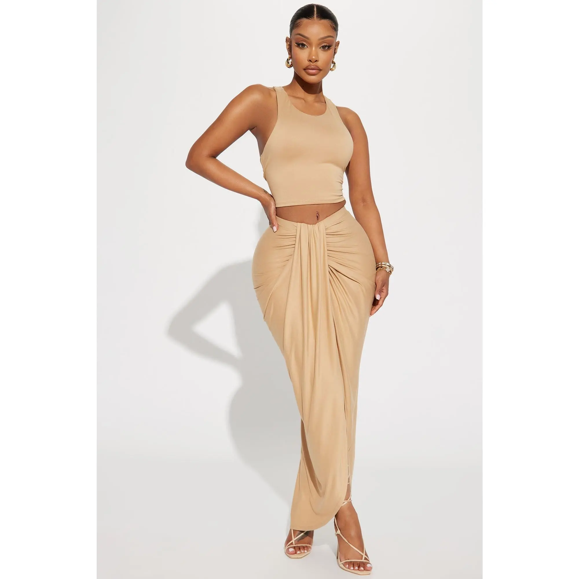 Lanie Maxi Skirt Set - Nude