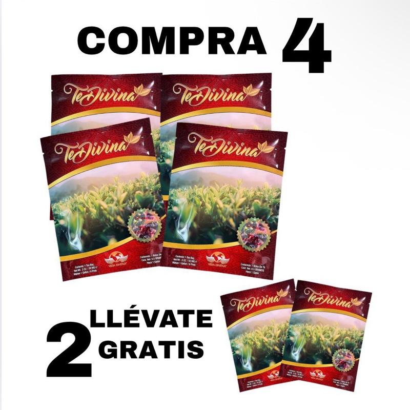 Te Divina Original Buy 4 Get 2 Free Herbal Tea Fruit Beverage 1 Sachet Caffeine-Free with Reishi & Chaga for Detoxification & Digestive Health - Drink Natural