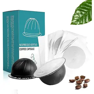 Reusable Vertuo Capsules Refillable Coffee Pods with Espresso Aluminum Foils for Vertuo Coffee Machines GCA1 and ENV135S