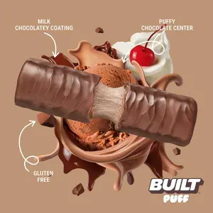 BUILT - Chocolate Milkshake Puff Protein Bar, 17g Protein, 12 bar.