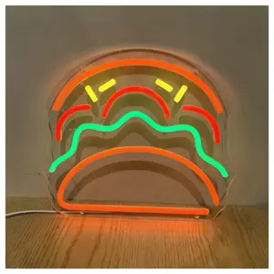 Hamburger Neon Sign Neon Light For Restaurant Bar Food Shop Snack Bar Home Wall Decor Fast Food 25.4x30cm