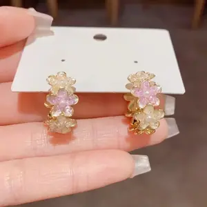LisiZen Spring New Light Luxury Fashion Fresh Double-Sided Flower Earrings, Unique Temperament Simple and Versatile Design DZEH5704