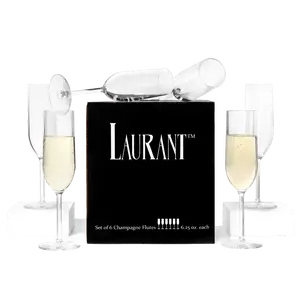 Laurant Tritan Champagne Flutes 6.25 oz – Unbreakable, Crystal-Clear, Dishwasher Safe (Set of 6, BPA-Free)