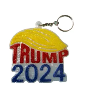 Trump Glitter Epoxy Resin Keychain - Handmade