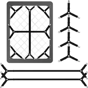 Bed Sheet Straps,6 PCS Secure and Fitted Sheet Straps for Full Size Bed，Adjustable Sheet Clips for Perfectly Fitted Sheet Straps Holders for Corners，Enhance Your Sleeping Experience(Black)