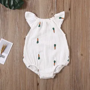 Global Baby Easter Newborn Baby Girl Flying Sleeve Bodysuit Cartoon Romper Jumpsuit Cute Summer Outfits  Summer Toddler Infant Newborn Baby Girl Bodysuit Cactus Radish Cherry Sleeveless