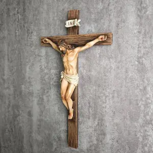 Catholic Crucifix Wall Cross for Home Décor, 9.65'' Jesus Christ Renaissance Sculpture, Handmade Stylish Religious Decor, Inspirational Christian Gift for Devout, Easter gifts