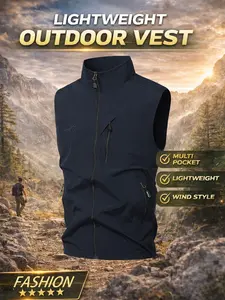 Men's Outdoor Sports Vest Jacket, Fishing Photography Clothing, Regular Length Fitted Design, Spring Summer Wear, Sporty Style