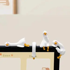 So Tired Lazy Duck 4pcs Set Mini Desk Accessories Cute Cartoon Animal Car Ornament Auto Interior Dashboard Computer Monitor Screen Accessories for Christmas Gifts