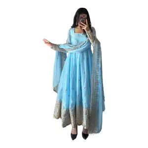 Handwork Anarkali Set - Rich Detailing & Premium Finishing for Weddings & Special Occasions - Fits 4-5 Feet 4 Inches - Size Based on Bust