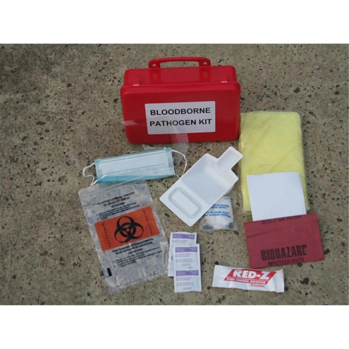 Kemp Bloodborne Kit in Case - Small Animal Pet Health Supplies Pouch (0.7 lbs) with BZK Towelette, Germicidal Cloth, Eye Shield, Gown, and Paper Towels