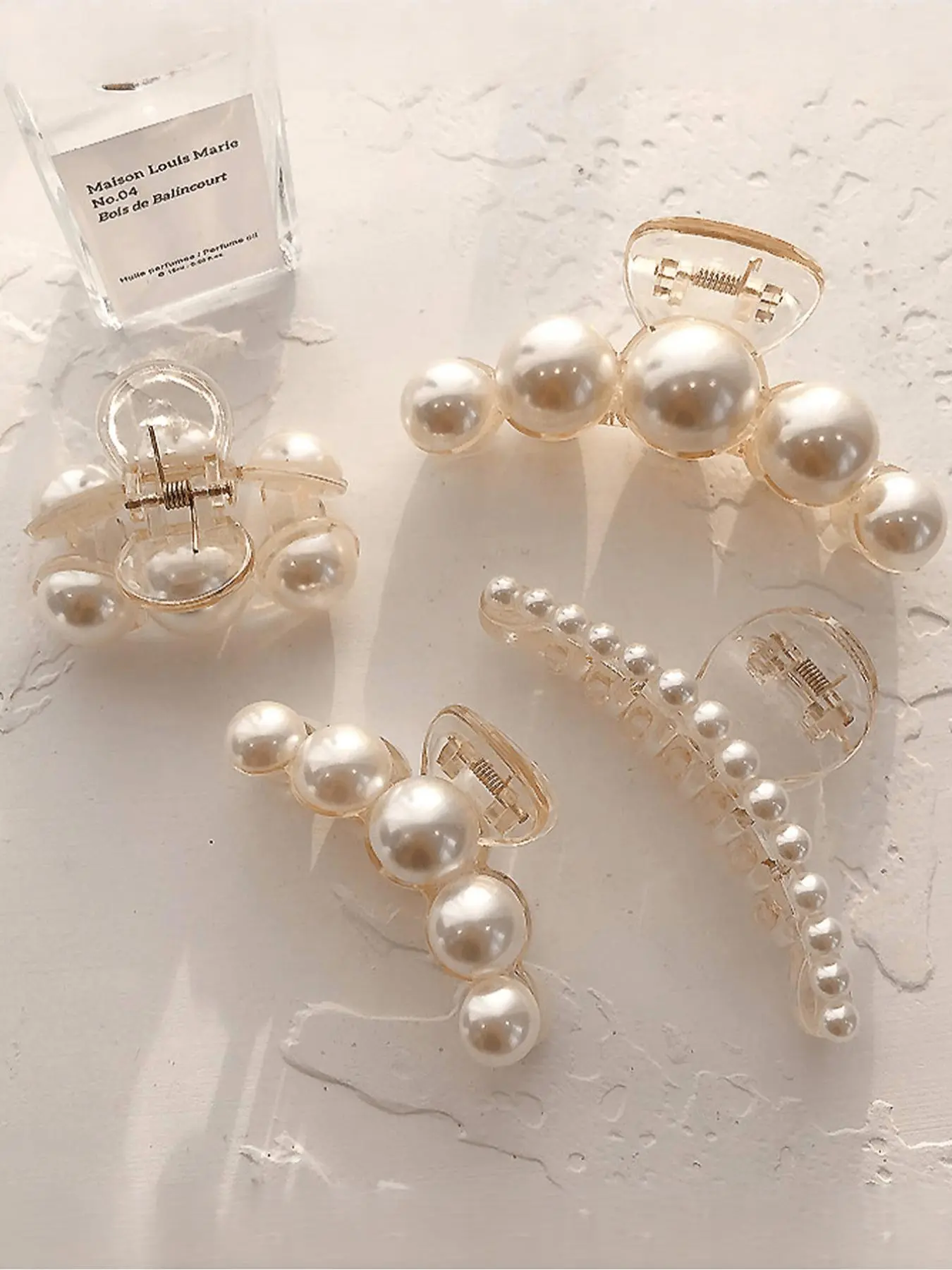 4pcs Elegant Faux Pearl Design Hair Claw Clips for Women, Minimalist Headwear Suitable for Thick Hair, Fashion Hair Accessories for Party, Daily Clothing Decor, Hair Clip Set, Claw Clip Pack, Hair Claws Set