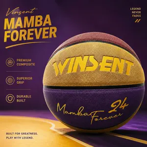 Basketball, Mamba Spirit Basketball | Classic Purple Gold Edition Official Size 7 Indoor Outdoor