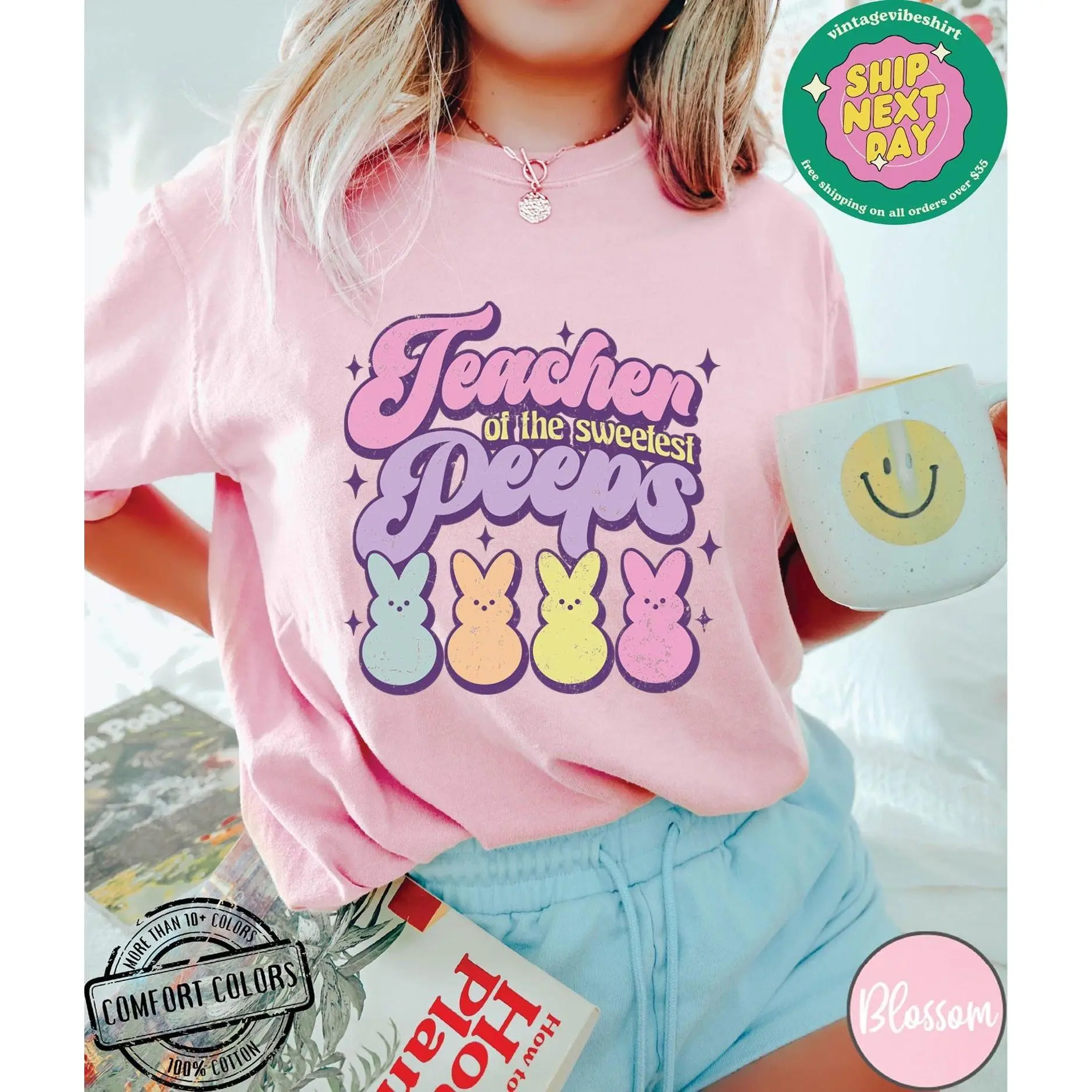 Teacher Of Sweetest Peeps T-Shirt, Easter Teacher Shirt, Funny Teacher Crewneck, Easter Teachers Gift, Teachers Bunny Sweatshirt Shirt