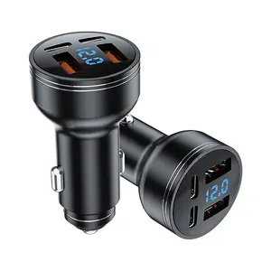 High-Power Car Charger, 126w Super Fast Charging Dual USB Type-C Ports, One-To-Four Adapter, Universal Vehicle Compatibility, High Efficiency Charger