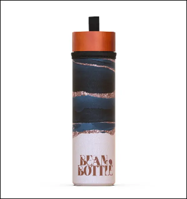 BEAN BOTTLE - Double Walled Glass Coffee Tumbler (Blue Glitter)