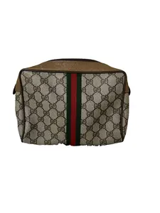Pre-owned GUCCI Leather Cosmetic Bags GG Supreme Brown Cosmetic Bag