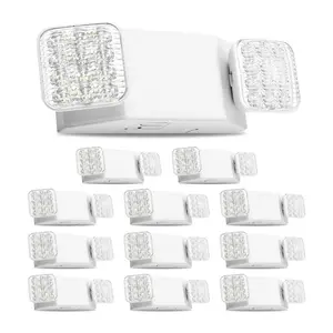VEVOR 12 Pack Emergency Lights for Business, with Battery Backup, Commercial LED Emergency Exit Lighting Fixtures, AC 120/277V, with Two Square Head Adjustable, 90-Minute Backup, for Business, White
