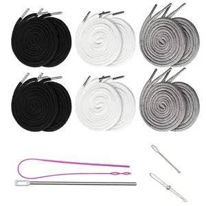 12 Pcs Sweatshirt Drawstring, Replacement Drawstrings, for Sweatpants Hoodies Pants Jackets Coats, with 4 Pieces Tool