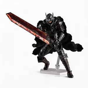 Berserk Guts Berserker Armor Action Figure 16CM 410, Fully Articulated Black Swordsman Collectible Model with Giant Dragon Slayer Sword, PVC Anime Toy Gift for Berserk Manga & Anime Fans