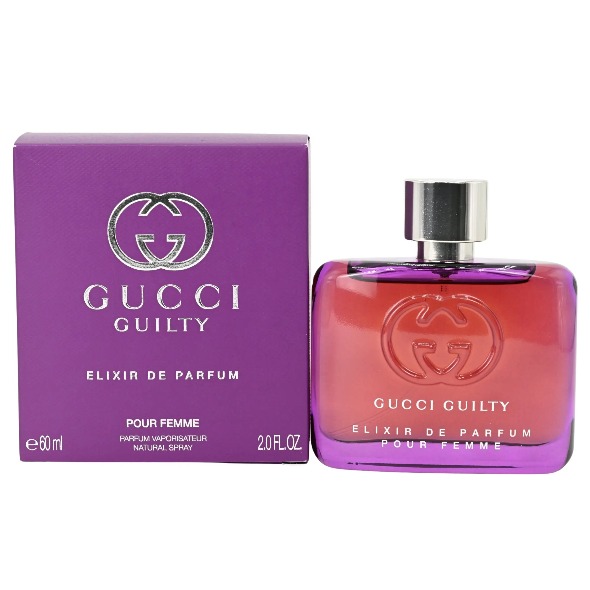 GUCCI Guilty Elixir De Parfum - Women's Luxury Full-Size Floral Amber EDP Liquid Perfumes, 2.0 oz Strong Elegant Scent, New in Box, Floral Amber Scent