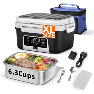XL 6.3-Cups Cordless Electric Heated Lunch Box for Adults, 20000mAh Rechargeable    Self Heating Lunchbox for Men Women, 100W  Warmer for  Driver Travel Office Worker