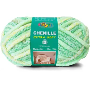 Super Soft  Chenille Yarn for Crocheting and Knitting-Easy to Crochet-Bulky, 3.5oz/93yds of Each Skein-Chunky Plush Yarn for Hand Craft Blanket Ammigurumi DIY (Mint Breeze, 1 Pack)