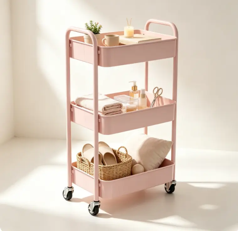 3-Tier Rolling Snack Cart with Wheels - Multi-Use Home Storage Trolley for Kitchen Dorm Soccer Game Day Drinks & Snacks Organizer