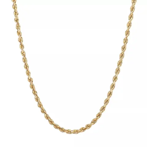 3mm Rope Chain Necklace for Men and Women(Unisex) Stainless Steel 18K Gold Plated Rope Necklace, Mens Chains for Boys and Girls, Stronger Crafting, Lasts