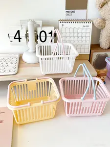 Rainbow Color Storage Basket Handheld Blue Basket Desktop Cute Organizer Box Dorm Room Essentials, Adorable Desk Organizing Container