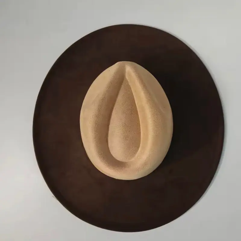 Two Toned Vegan Suede Hat Blank, Hat for Burning, Hat Pyrography, Fedora Hat, Wide Brim Hat, Hat for Engraving