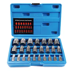 25-Piece Screw Extractor Set, Hex Head Multi-Spline, Easy Out Bolt Extractor Tool, Chrome Molybdenum Alloy Steel Heavy Duty EZ Out Rounded Screw Remover, 1/8" to 1" diameter