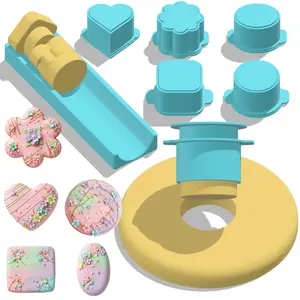 5 PCS Cake Pop Mold Set with 7.87-inch Tray, Heart Square Cloud Oval Round 3D Printed Cake Pop Cutter and Pusher, Baking Molds for Home Baking, Birthday Parties, Wedding Desserts