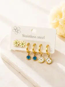 3 Styles in 1 Earring Pack, Cute Bear, Blue Teardrop, Tree of Life, Hypoallergenic Jewelry Set for Daily Wear & Gifting