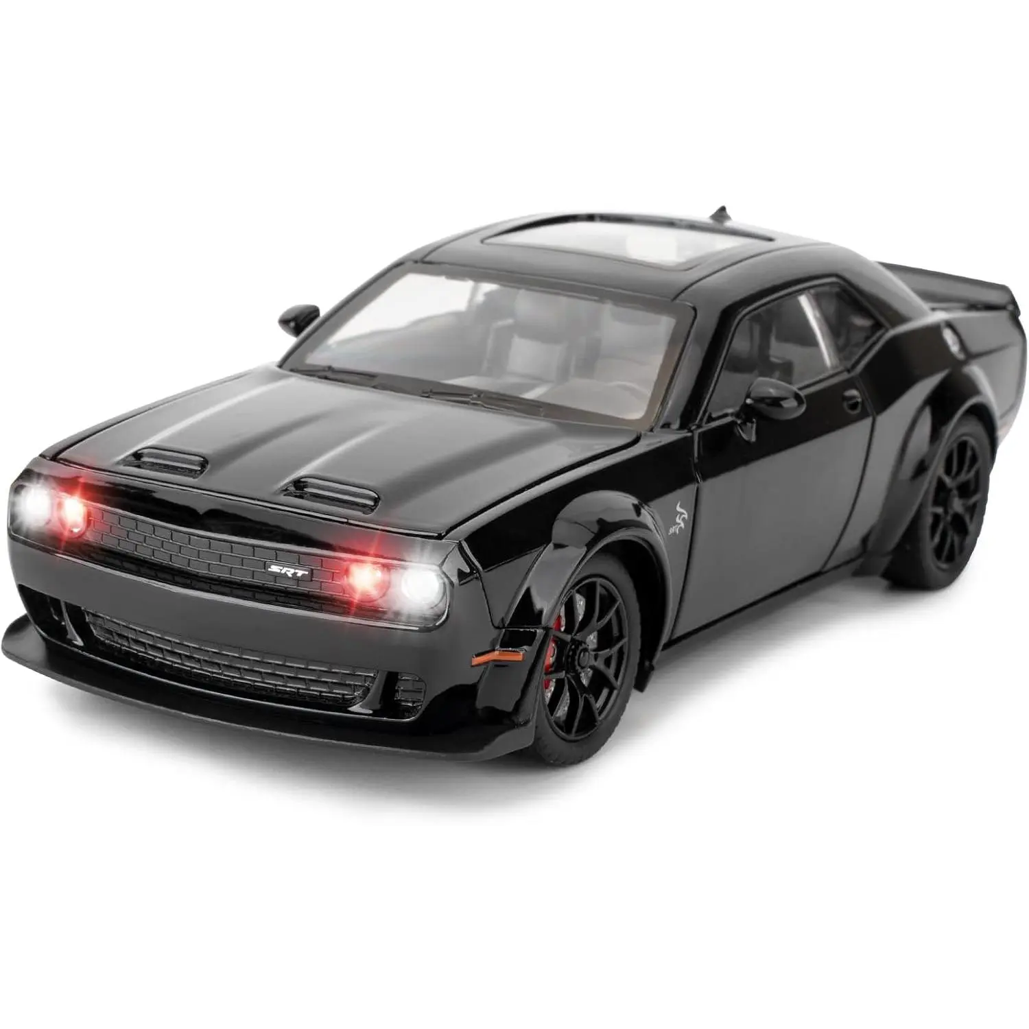 1/24 Scale Dodge Challenger Hellcat Collectible Diecast Sports Racing Model Car, Zinc Alloy Pull-Back Toy Vehicle with Sound & Lights, Ideal Gift for Children, Collectible Model Car, Diecast Vehicles, Sports Car Model
