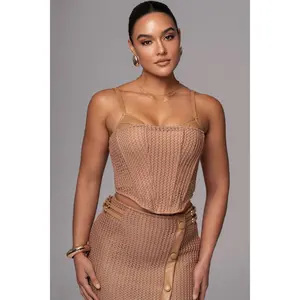 Tan Textured Harley Corset Top