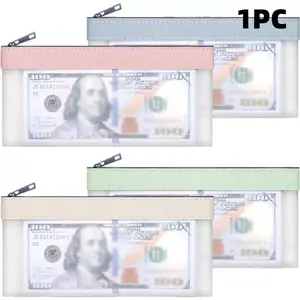 Zipper Cash Bag Set, Transparent Deposit Pouch, Multi-Functional Check Wallet, Practical Pen Case, Modern PVC Cosmetic Bags