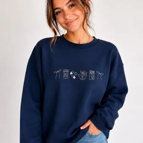 Pharmacist Embroidered Sweatshirt, Pharmacy Icon Crewneck, Pharmacy Tech Gift, Medical Pullover