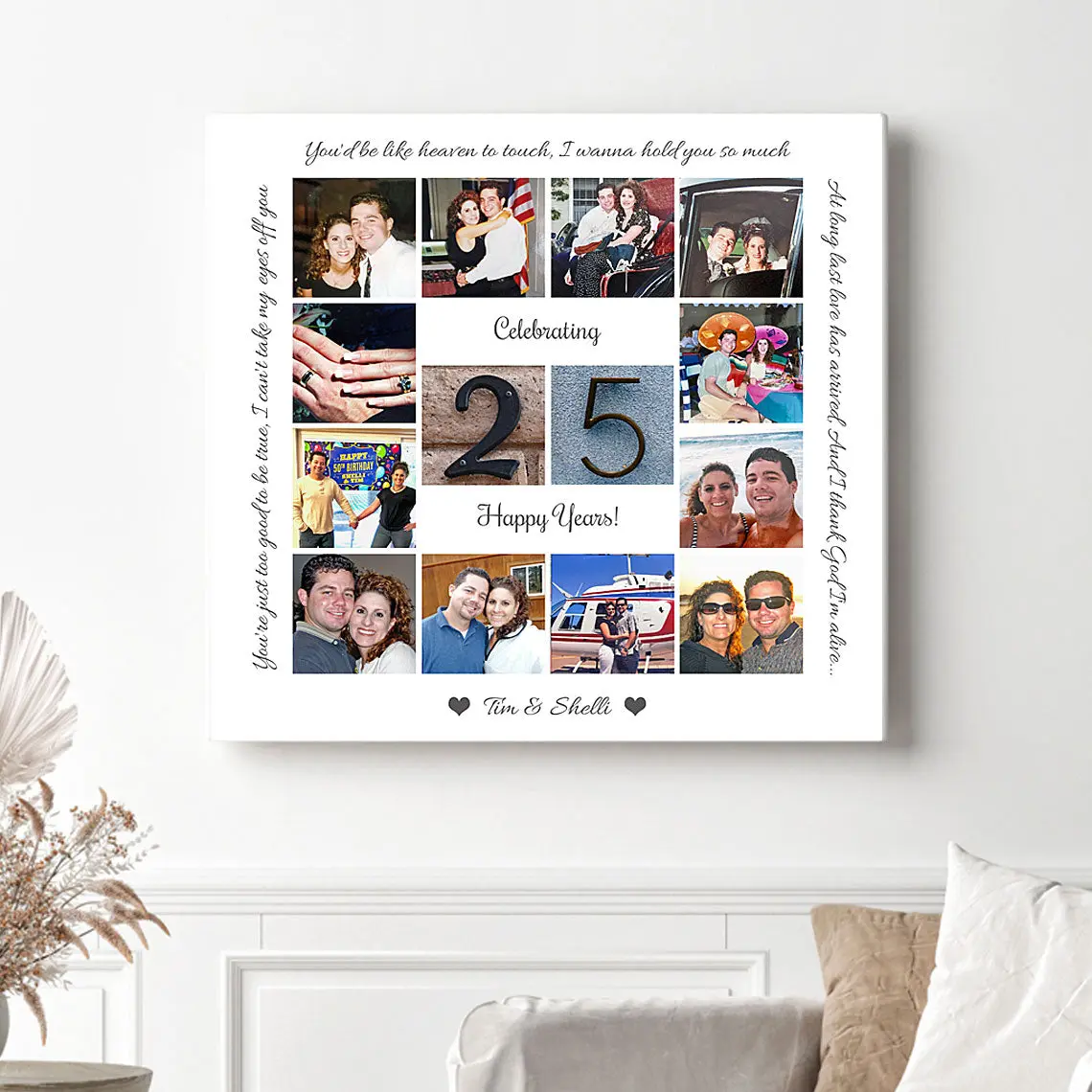 25th Anniversary Photo Collage Canvas Wall Decor