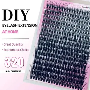 DIY Eyelash Kit (320 Clusters) — 40D D-Curl, 9–16mm Mixed Tray; a comfortable, individual-cluster lash extension set. Designed to create a classic look, this kit includes waterproof adhesive, a sealant, and a remover—perfect for beginners.