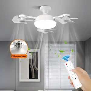Smart Ceiling Fan Light, E27/E26 Socket Type Fan Light with Remote Control, Adjustable Brightness & 3 Speed Adjustment Ceiling Fan Light for Bedroom, Living Room