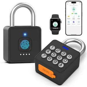 Combination Lock Gym Locker Padlock with 9 Digit Push Button Password APP Unlock Biometric Security Padlock for Gym and School Lockers Tool Box