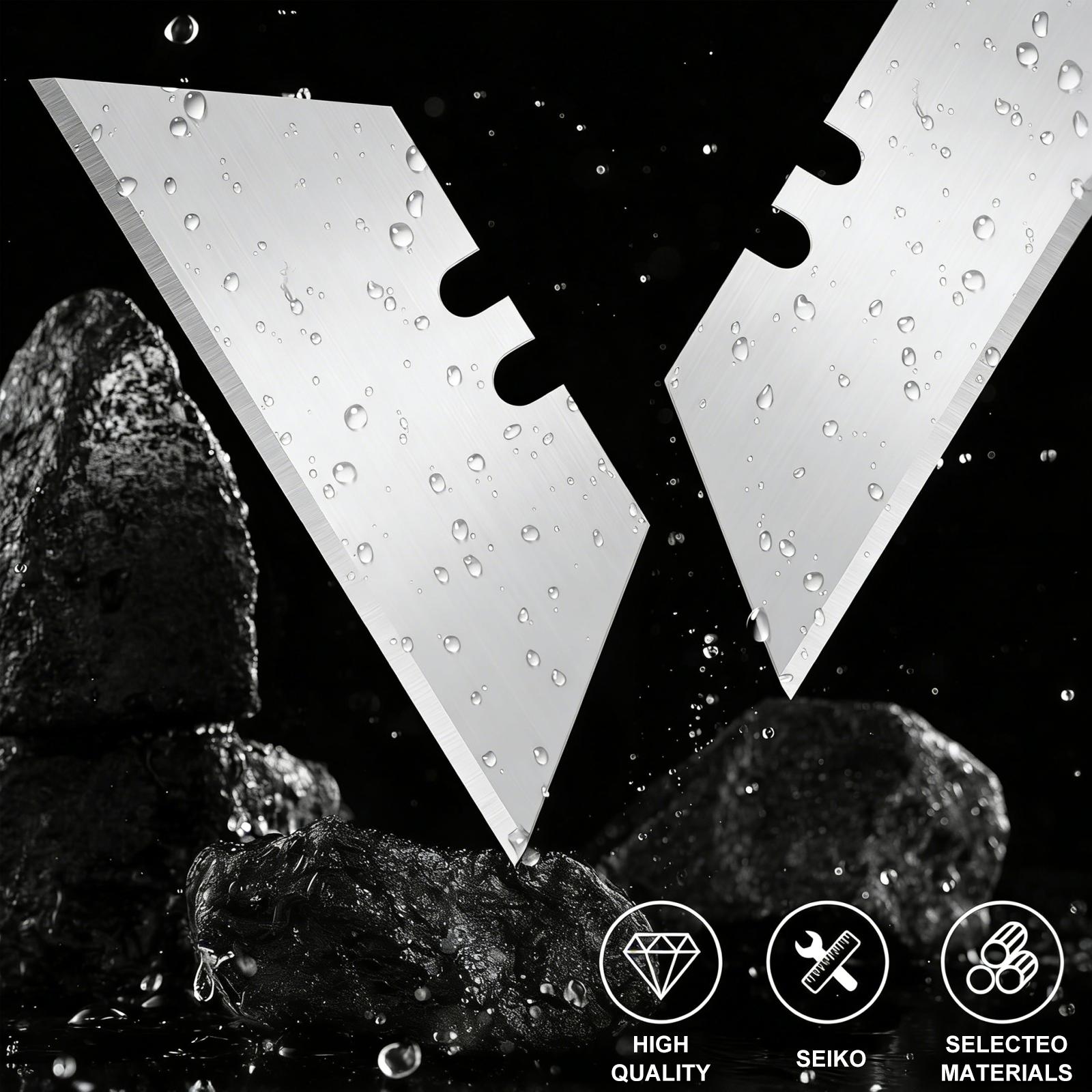 Heavy Duty SK5 Carbon Steel Utility Knife Blades | Maximum Durability Box Cutter Refills for Tough Cutting Tasks | Upgraded Storage Dispenser Box Included | Compatible with All Major Retractable Utility Knives & Box Cutters