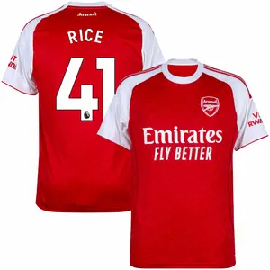 Unisex Soccer/Football Arsenal Team Declan Rice 41 Champions Language/Premier League 2025/26 Home/Away Replica Jersey
