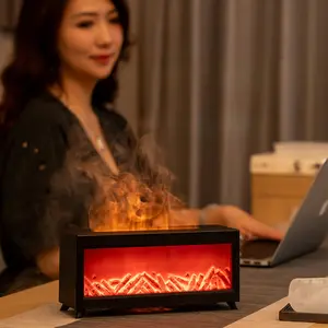 Flame Wall Fireplace Aroma Diffuser: 7-Color Flame Effect, 220ML Ultrasonic Cool Mist, Timer & Auto Shut-Off, for Large Rooms/Bedrooms/Office