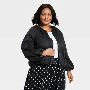 Women's  Lightweight Bomber Jacket - A New Day Black 1X
